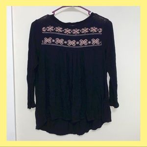 Mesh Neck Babydoll Blouse